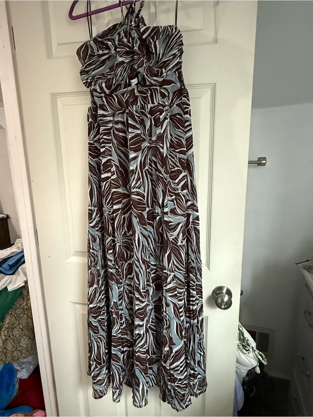 Z Supply Lanie Zinn Floral Maxi Dress - Brown & Light Blue - Picture 8 of 9